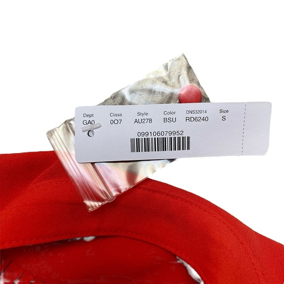 J.Crew Drapey Band Collar Blouse Small Orange Red Ruffle Cuff Shirt NWT - Picture 13 of 13